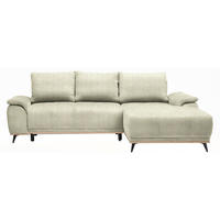 ECKSOFA in Chenille Beige  - Beige/Schwarz, Modern, Textil/Metall (262/168cm) - home24