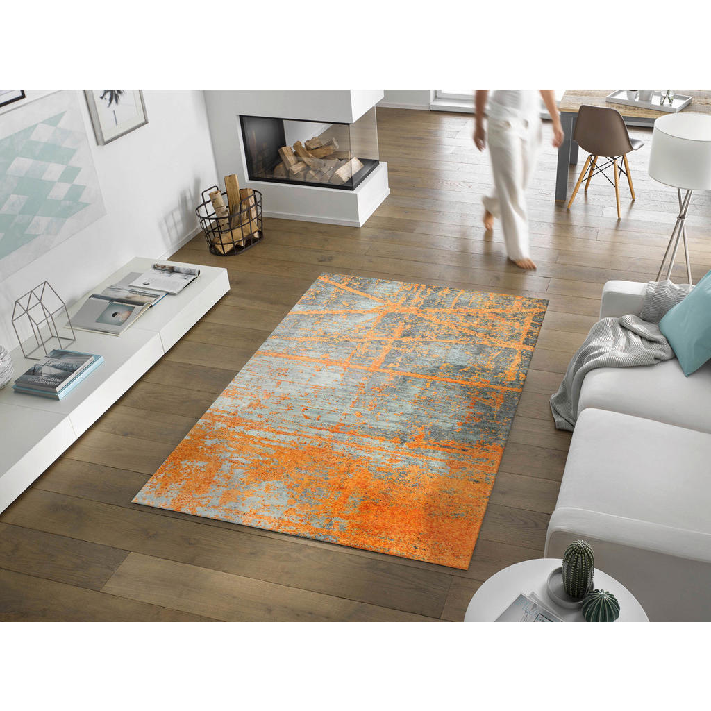 Thumbnail - wash+dry FUßMATTE Rustic, Grau, Orange, Textil, Graphik, rechteckig, 70x120 cm, Textiles Vertrauen - Oeko-Tex®, Made in ...