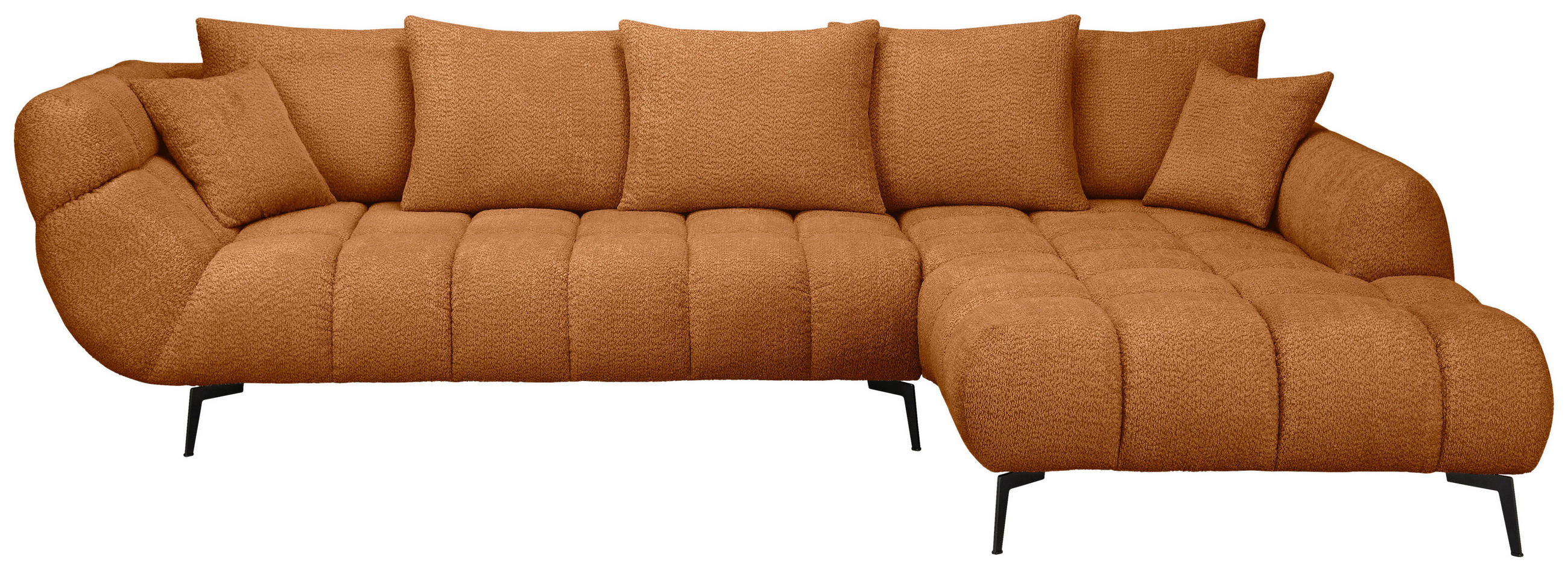 ECKSOFA 318/217 cm  in Bouclé Kupferfarben Zierkissen, Rückenkissen, Rücken echt  318/217 cm  - Schwarz/Kupferfarben, MODERN, Textil/Metall (318/217cm) - Carryhome