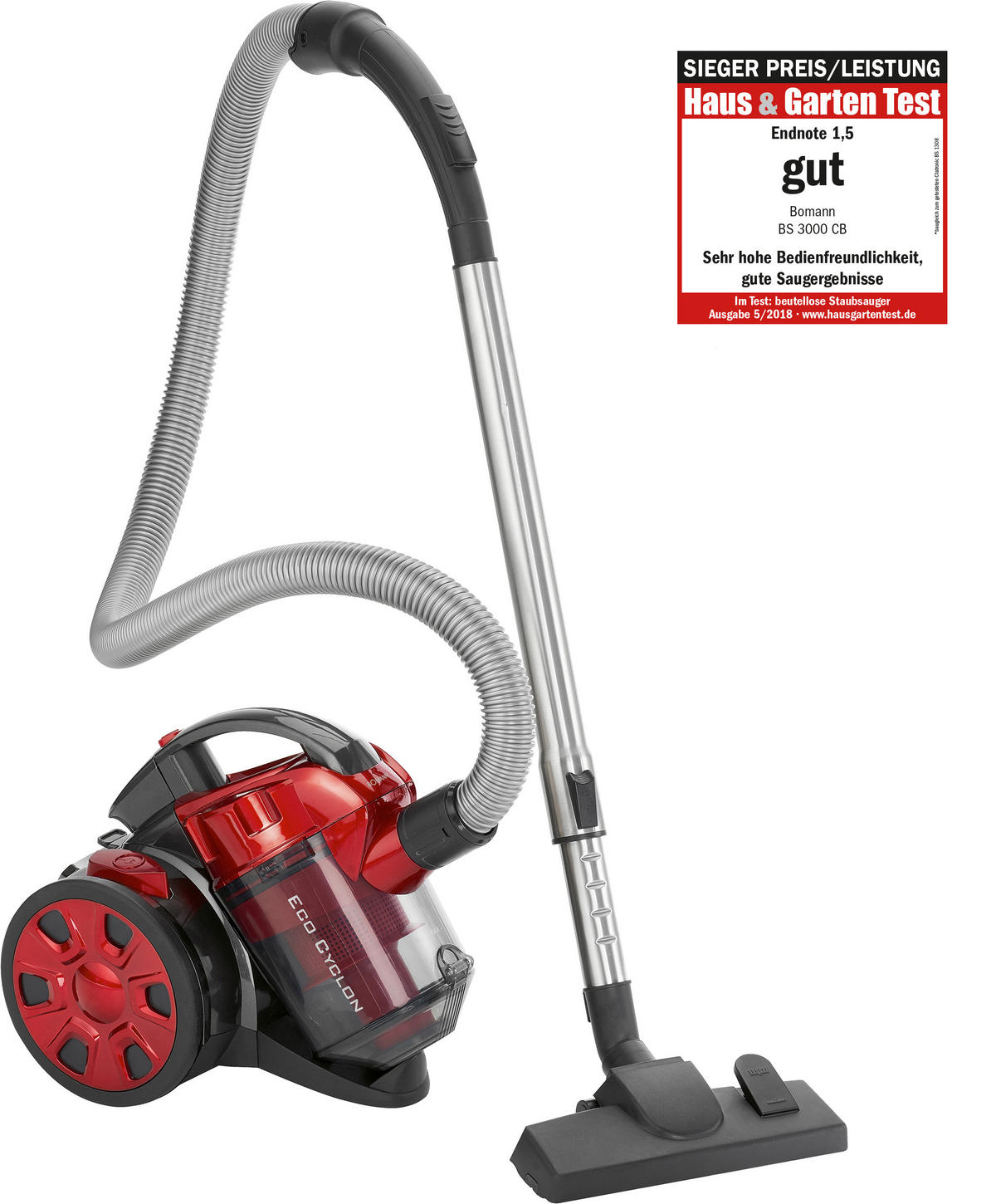 BODENSTAUBSAUGER BS 3000 CB  - Anthrazit/Rot, Basics, Kunststoff/Metall (34/25/27cm) - Bomann