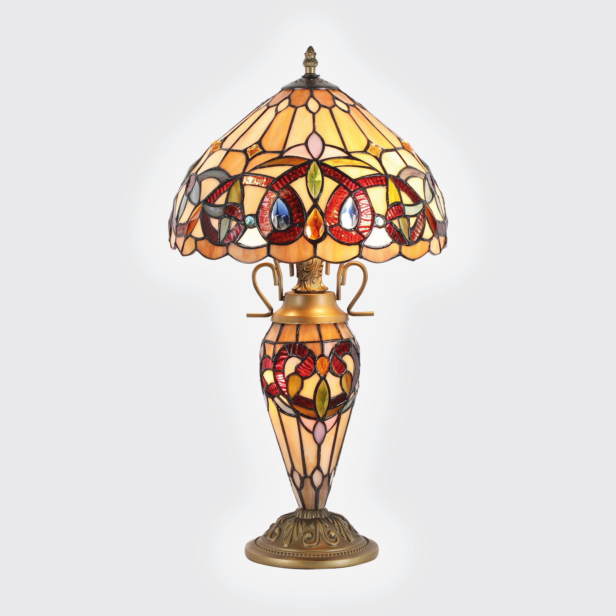 ASZTALI LÁMPA - barna/többszínű, Basics, Üveg/fém (30/56/30cm)