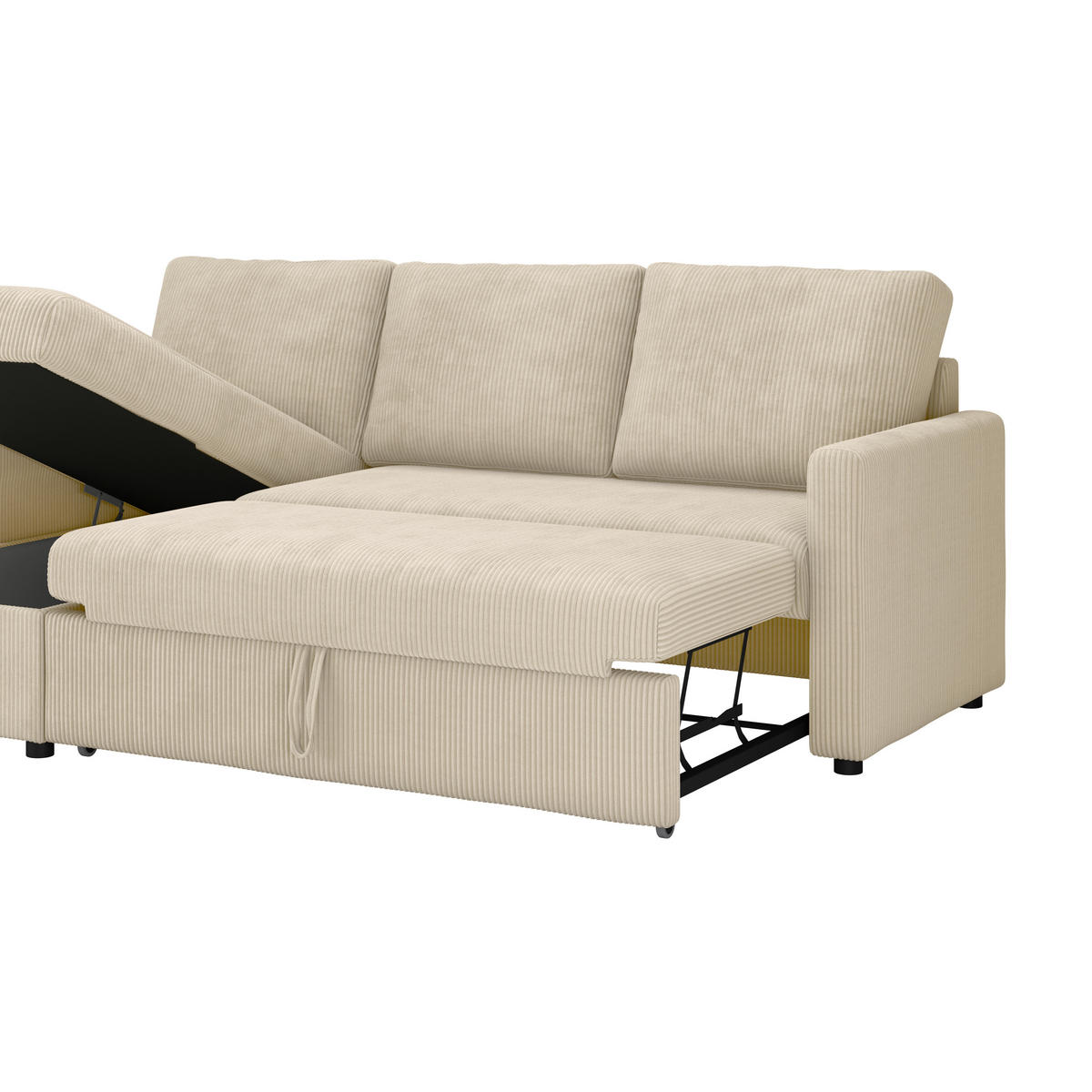 ECKSOFA Beige  - Beige, Basics, Holz/Kunststoff (215/145cm) - MID.YOU
