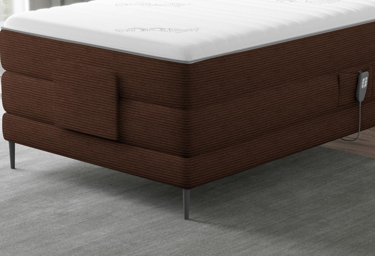 BOXSPRINGBETT 120/200 cm  in Dunkelbraun  - Dunkelbraun/Schwarz, Natur, Textil/Metall (120/200cm) - Esposa