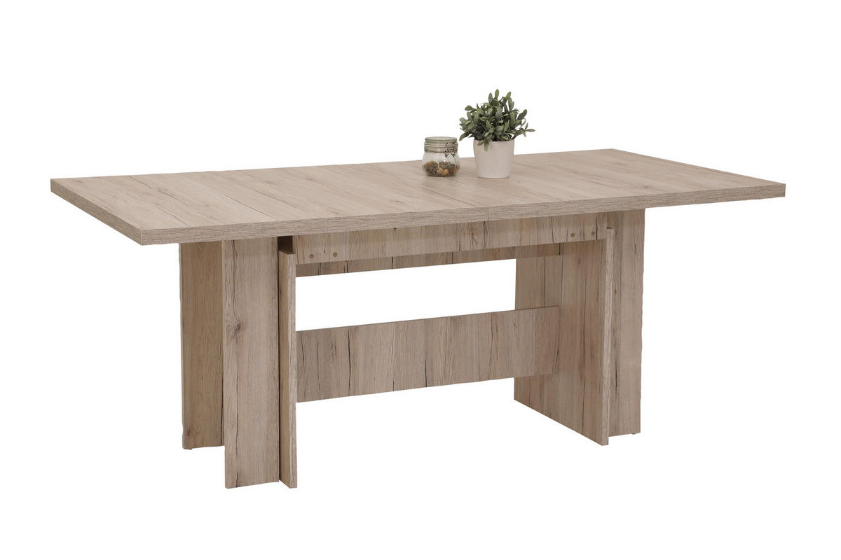 TISCHGRUPPE   - Eichefarben/Beige, MODERN, Textil/Metall (160-320/76/90cm) - MID.YOU