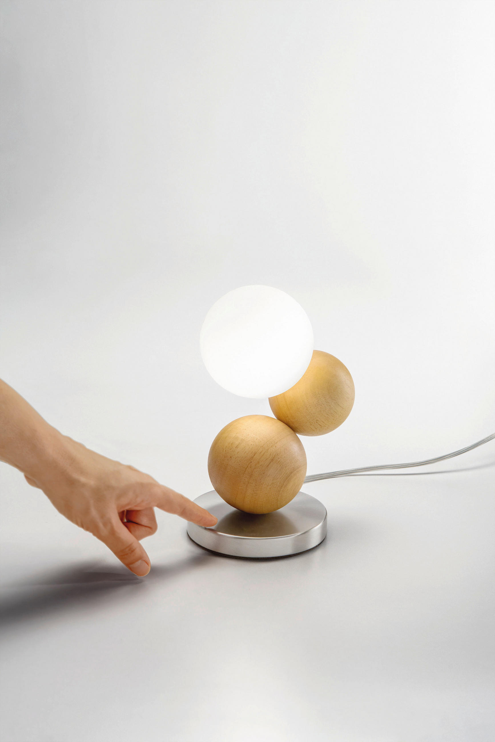 LED SVJETILJKA STOLNA Micky  - bijela/boje hrasta, Design, staklo/drvo (13/15/23,5cm)