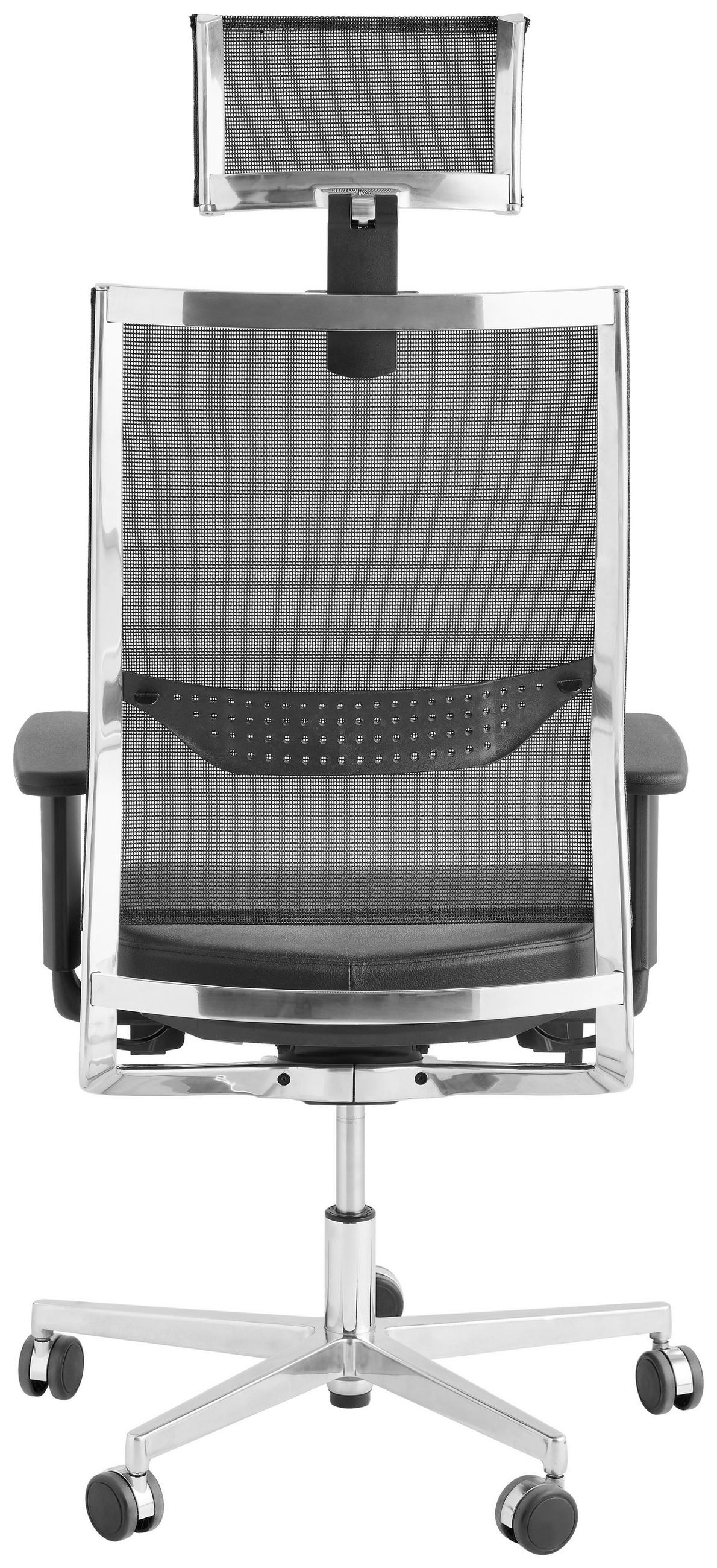 DREHSTUHL  in Netz Schwarz, Alufarben  - Schwarz/Alufarben, Design, Leder/Textil (48/105-115/55cm) - Topstar