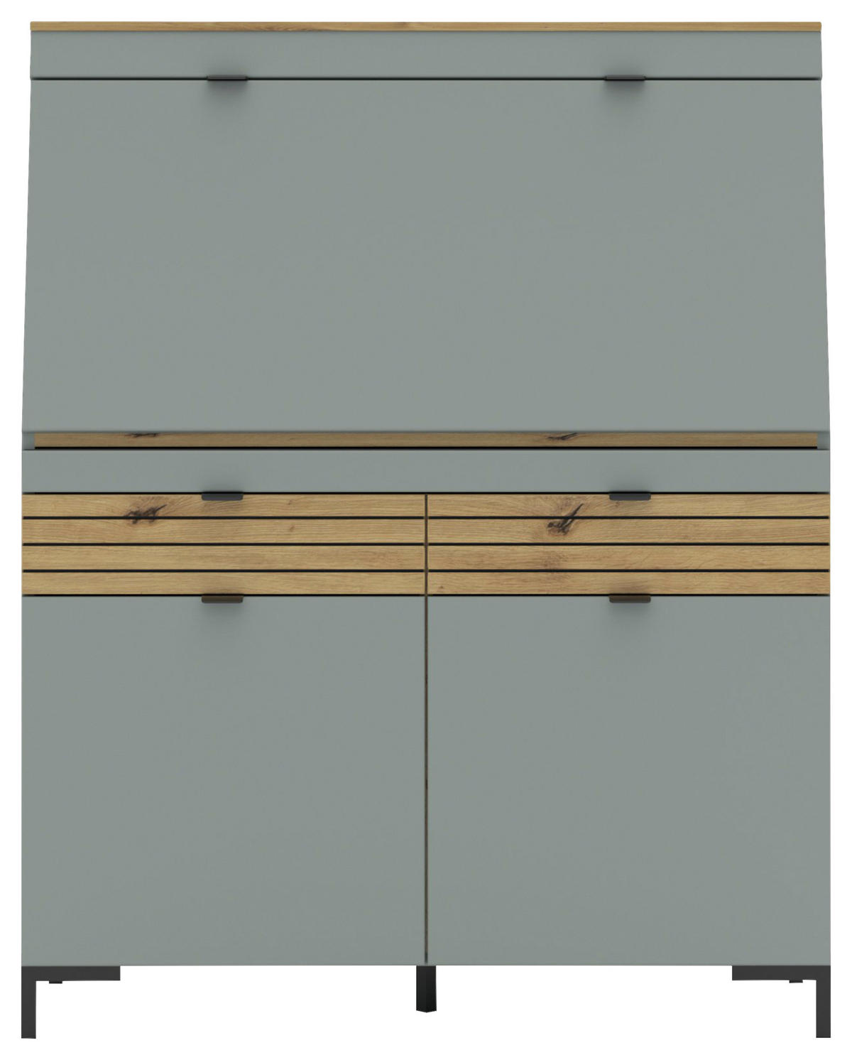 SEKRETÄR   - Schilfgrün/Eichefarben, MODERN, Holzwerkstoff/Metall (98/124/42cm) - Voleo