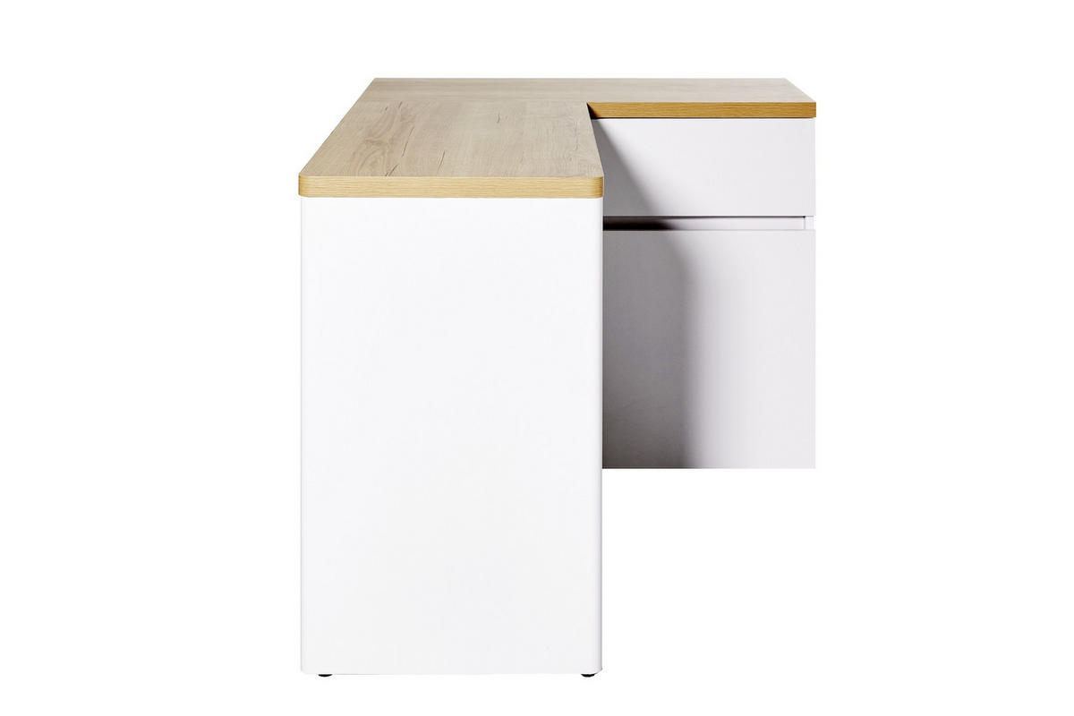 ECKSCHREIBTISCH 117/90/76,2 cm  in Weiss, Eichefarben  - Weiss/Eichefarben, Design, Holzwerkstoff (117/90/76,2cm)