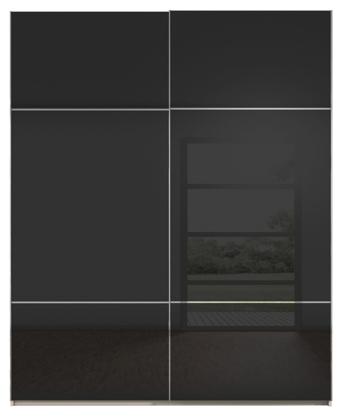 SCHWEBETÜRENSCHRANK in Schwarz, Champagner  - Chromfarben/Champagner, Konventionell, Glas/Holzwerkstoff (181/223/67cm) - Novel