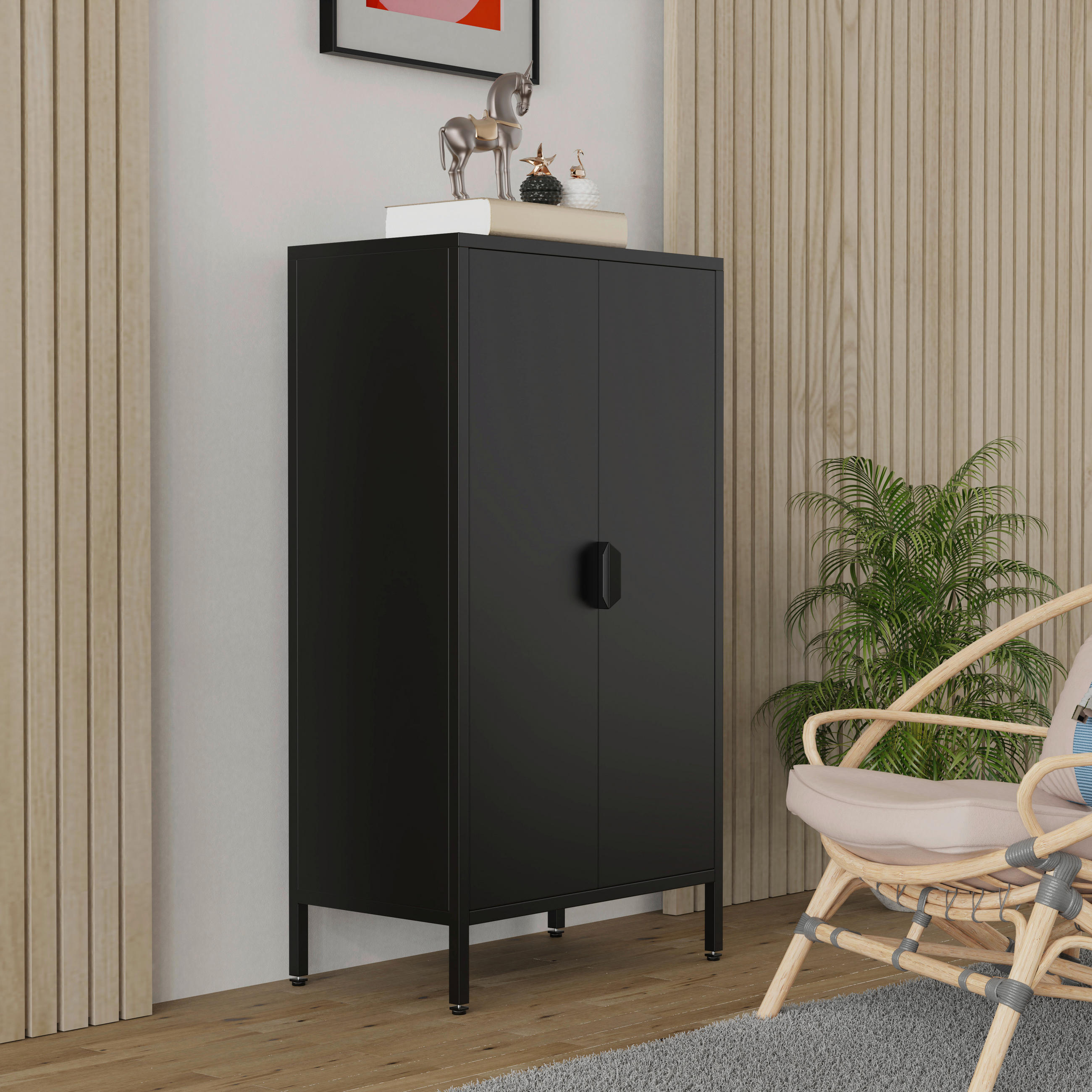HIGHBOARD Flokas  in 60/110/35 cm  - Schwarz, Design, Metall (60/110/35cm) - MID.YOU