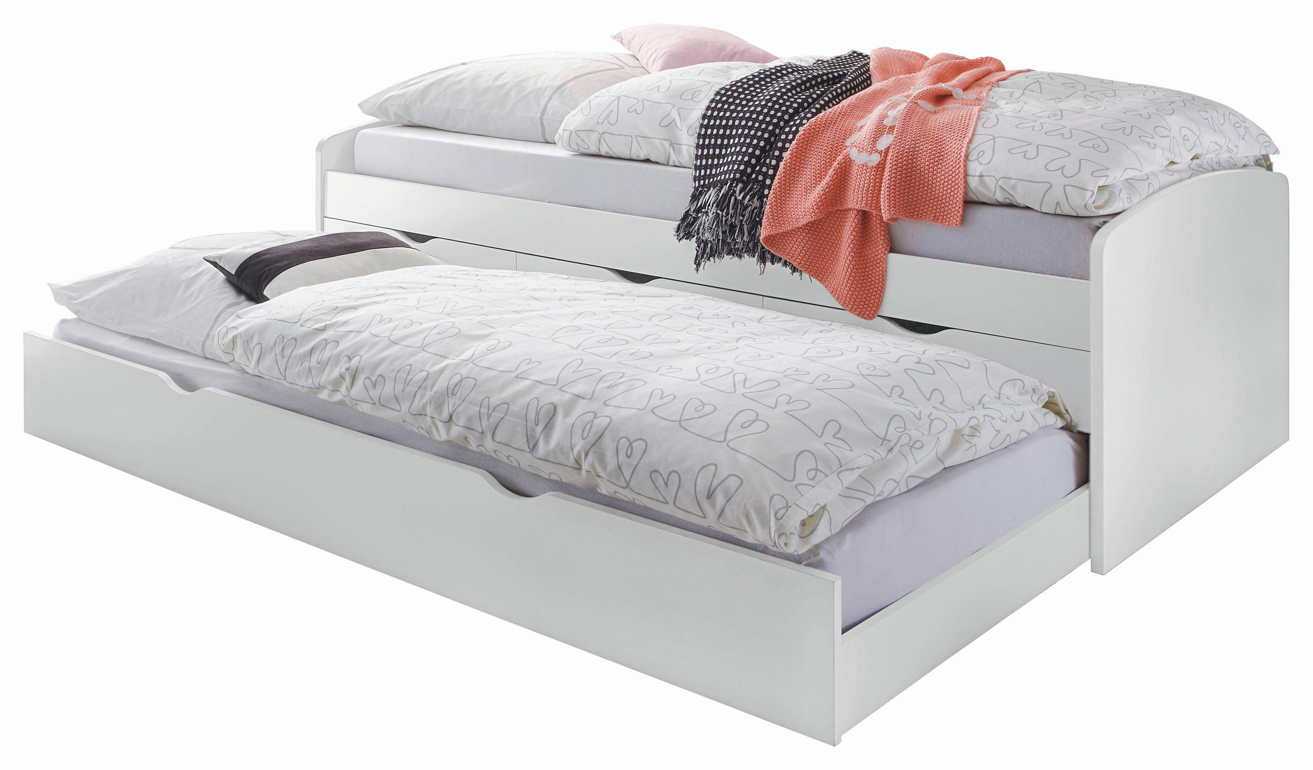 KREVET    98/64/206 cm  bela  - bela, Dizajnerski, pločasti materijal (98/64/206cm) - Carryhome