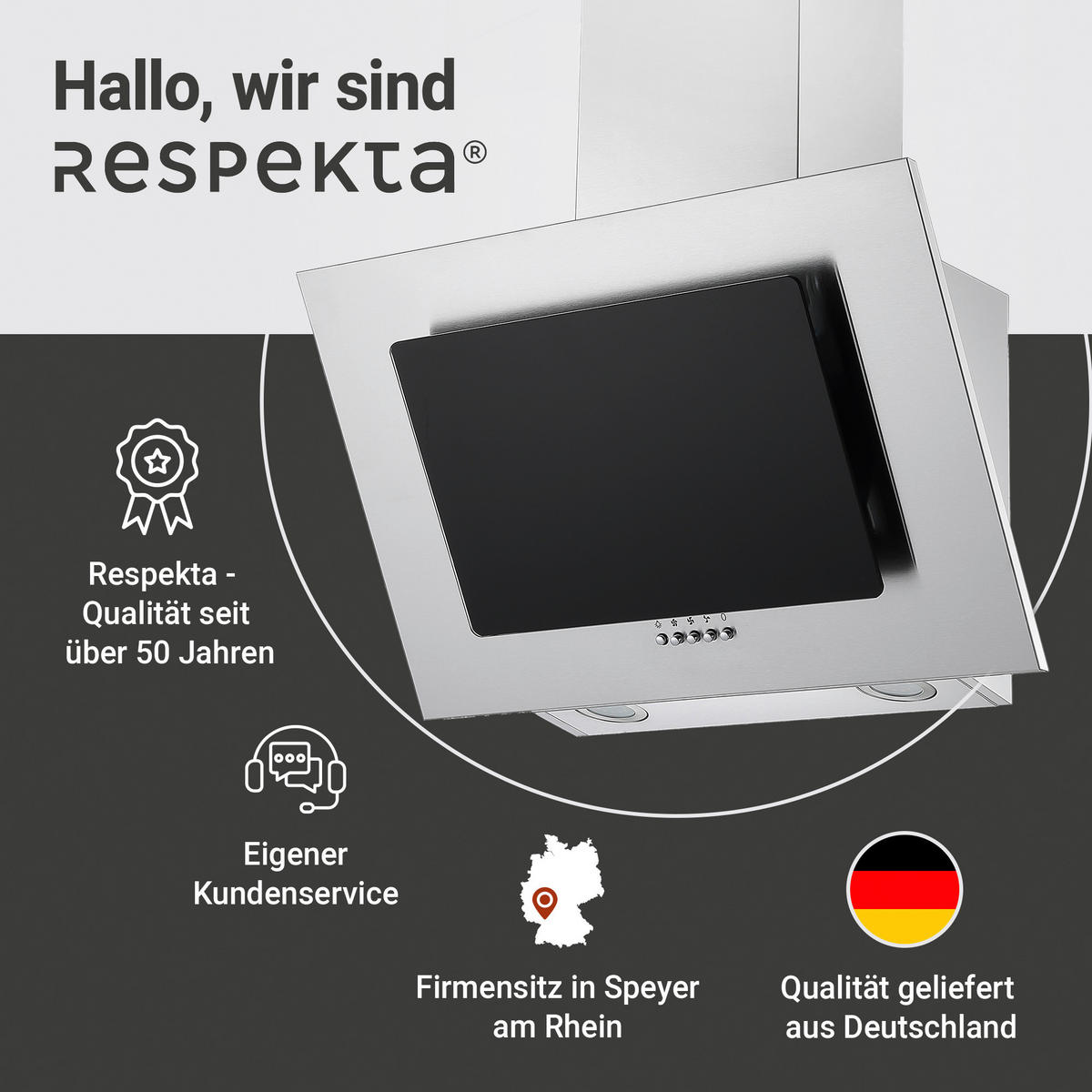 FLÄKTKÅPA CH2060SBM  - stålfärgad/svart, Trend, metall/glas (60/74,3-102,3/31,3cm) - Respekta