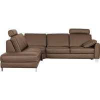 ECKSOFA Echtleder Grau  - Chromfarben/Beige, Konventionell, Leder/Metall (245/272cm) - Valdera