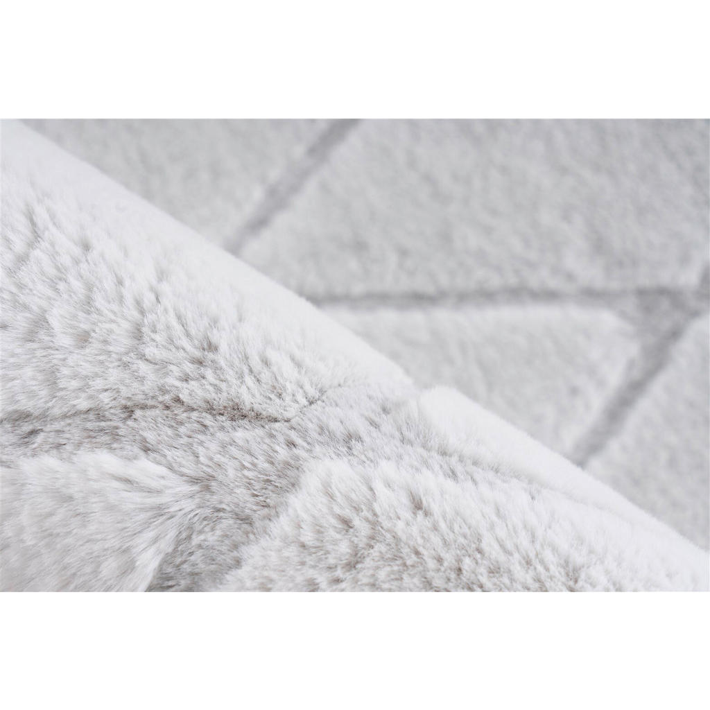 Thumbnail - Kayoom Teppich Vivica 225 Weiß / Graublau, Grau, Weiß, Textil, Struktur, rechteckig, 80x250 cm, pflegeleicht, Teppiche &...