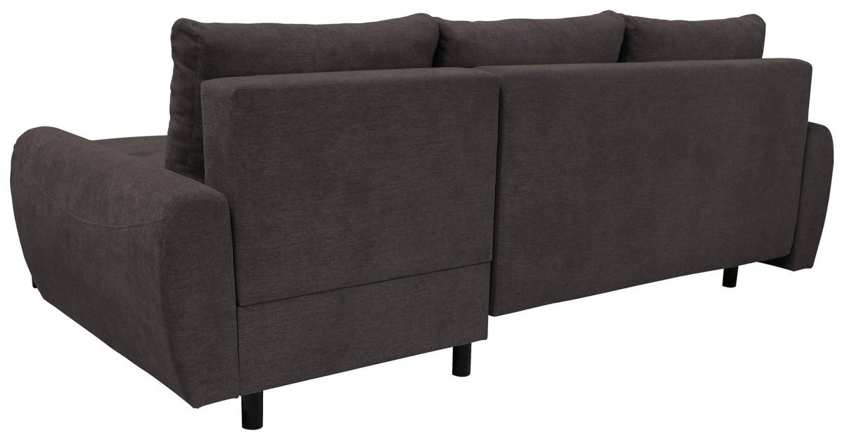 ECKSCHLAFSOFA in Mikrofaser Dunkelbraun  - Dunkelbraun/Schwarz, Konventionell, Textil/Metall (237/146cm) - Livetastic
