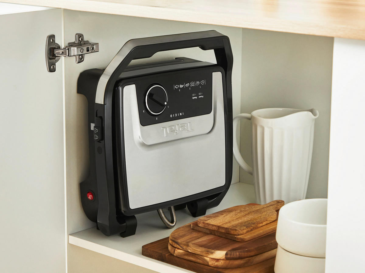 KONTAKTNI ŽAR  Tefal Inicio Adjust 2in1, Panini Maker & Grill - barve nerjavečega jekla, Basics, kovina (37.4/43.6/19cm) - Tefal