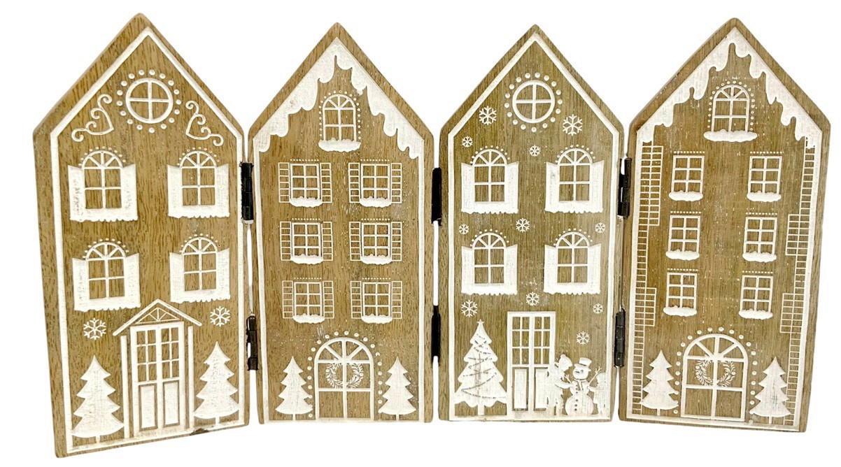 DEKOHÄUSCHEN  - Braun/Weiß, LIFESTYLE, Holz (14/2,5/25cm) - X-Mas