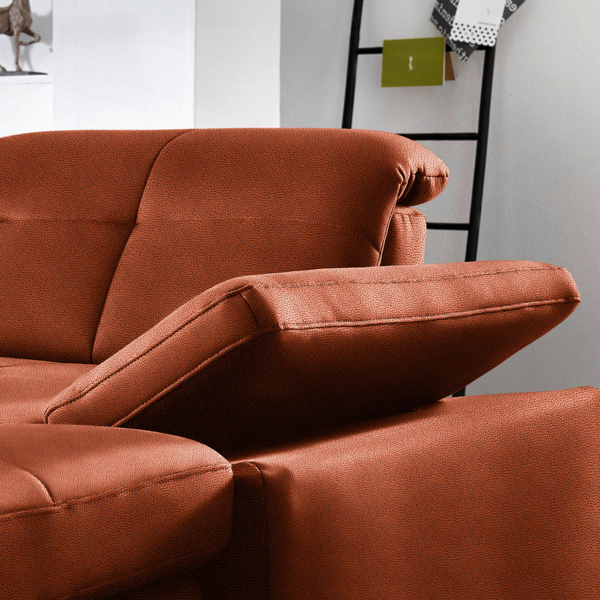 WOHNLANDSCHAFT  in Mikrofaser Terracotta  - Chromfarben/Terracotta, Design, Holzwerkstoff/Textil (260/371/195cm) - Beldomo Style