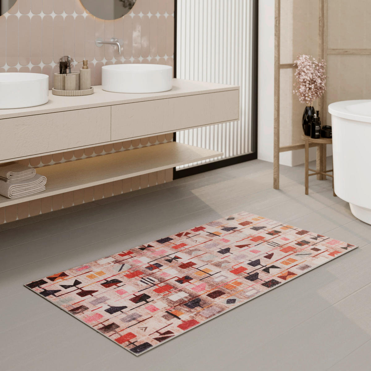 BADTEPPICH Multicolor 55/65 cm  - Multicolor, Basics, Kunststoff/Textil (55/65cm) - WECON HOME