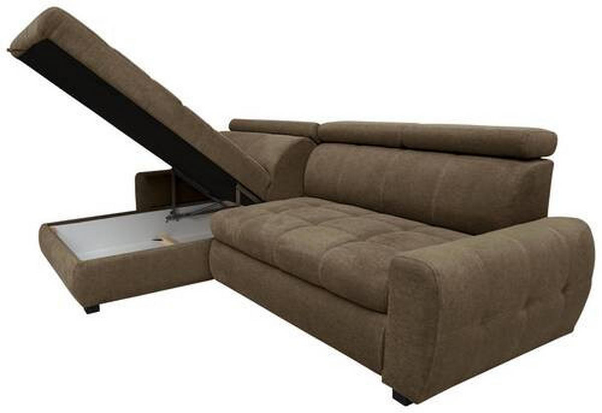 ECKSOFA inkl.Funktionen Hellbraun Webstoff  - Hellbraun/Schwarz, Design, Kunststoff/Textil (276/173cm) - Stylife