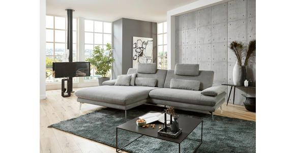 ECKSOFA Grau Webstoff  - Schwarz/Grau, Design, Textil/Metall (184/284cm) - Dieter Knoll