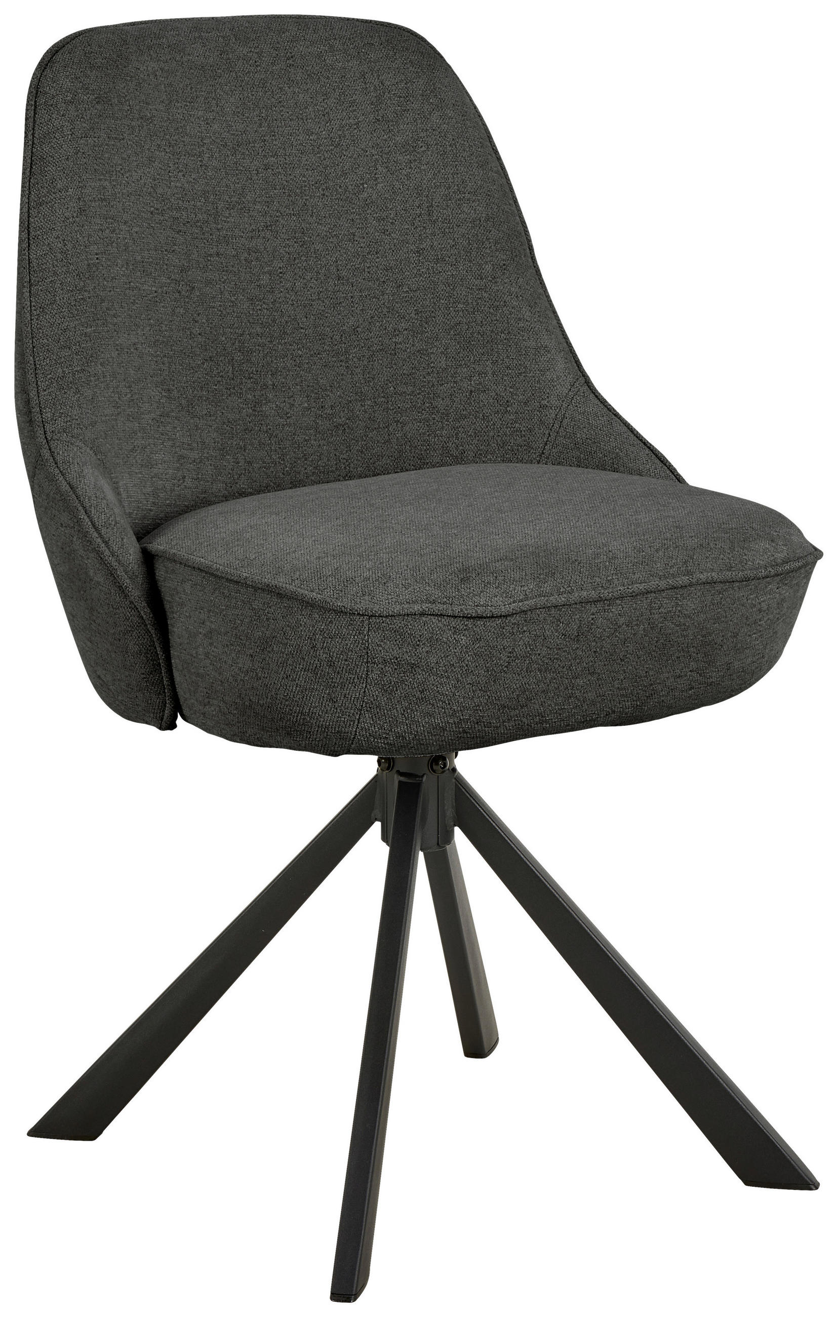 STUHL  in Stahl Flachgewebe Metall, Textil  - Dunkelgrau/Schwarz, Trend, Textil/Metall (52/83,5/56cm) - MID.YOU