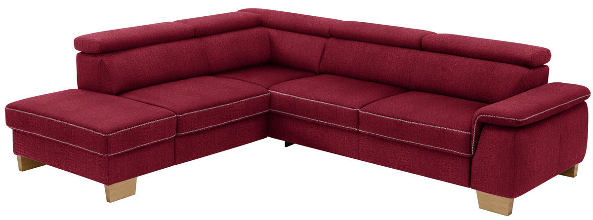 ECKSOFA in Mikrofaser Rot  - Eichefarben/Beige, Natur, Holz/Textil (226/273cm) - Beldomo System