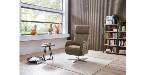 RELAXSESSEL in Leder Hellbraun - Hellbraun/Edelstahlfarben, Design, Leder/Metall (70/124/85cm) - Cantus