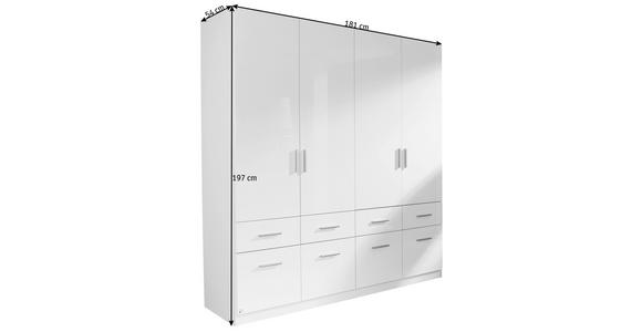 DREHTÜRENSCHRANK 181/197/54 cm 4-türig  - Weiß Hochglanz/Alufarben, Design, Holzwerkstoff/Kunststoff (181/197/54cm) - Carryhome