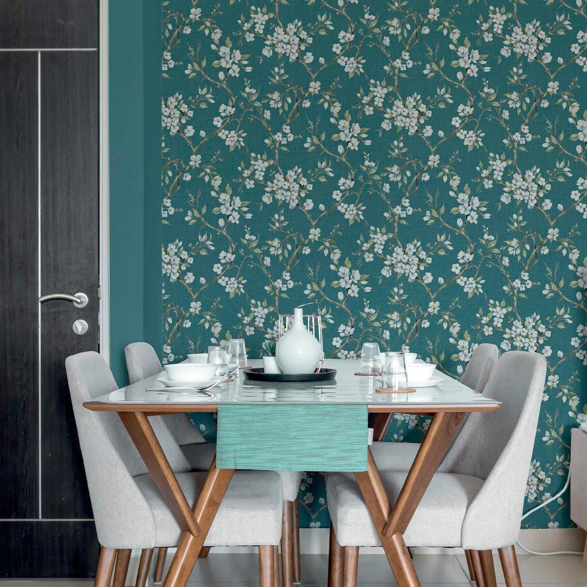 NON WOVEN-TAPET 52/1000 cm  - grön/blå, Basics, papper/plast (52/1000cm)