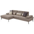 ECKSOFA in Chenille, Mikrofaser Greige  - Greige/Schwarz, Design, Textil/Metall (157/299cm) - Dieter Knoll