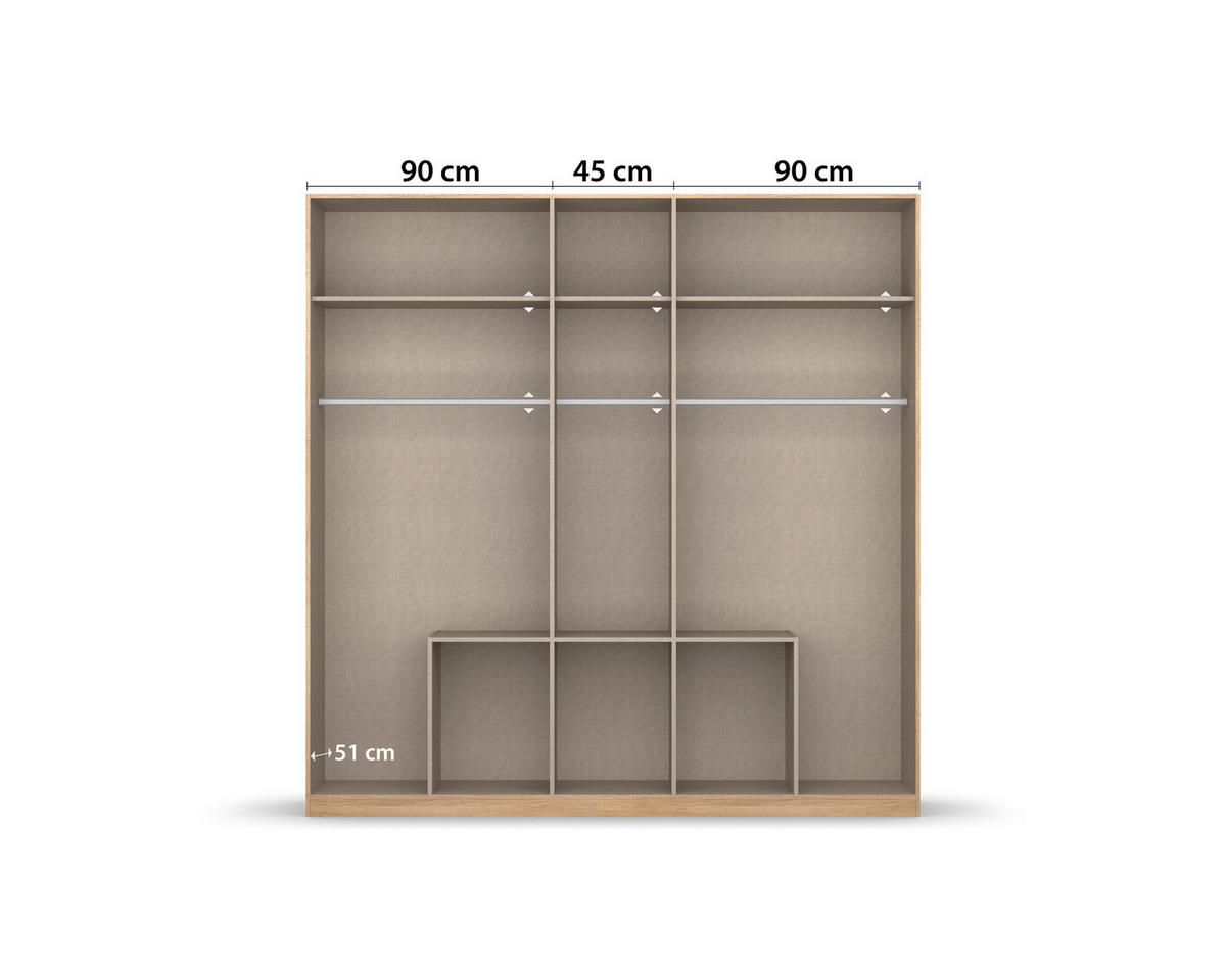 DREHTÜRENSCHRANK 5-türig Sonoma Eiche  - Alufarben/Sonoma Eiche, Basics, Holzwerkstoff/Kunststoff (226/229/54cm) - Xora