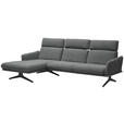 ECKSOFA in Flachgewebe Grau  152/259 cm  - Schwarz/Grau, Design, Textil/Metall (152/259cm) - Dieter Knoll
