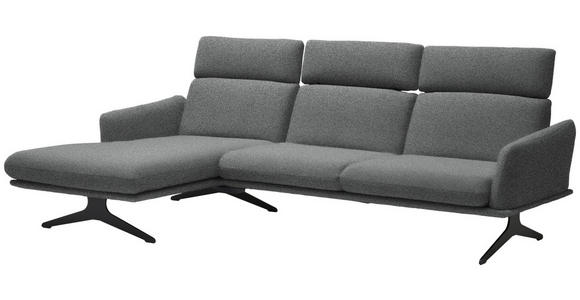 ECKSOFA in Flachgewebe Grau  152/259 cm  - Schwarz/Grau, Design, Textil/Metall (152/259cm) - Dieter Knoll