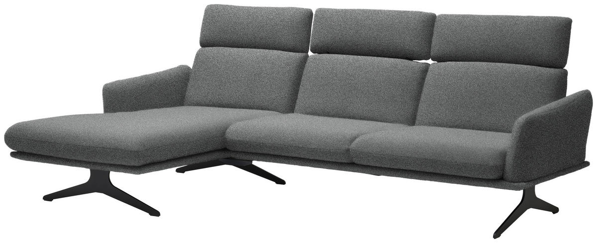 ECKSOFA in Flachgewebe Grau  - Schwarz/Grau, Design, Textil/Metall (152/259cm) - Dieter Knoll