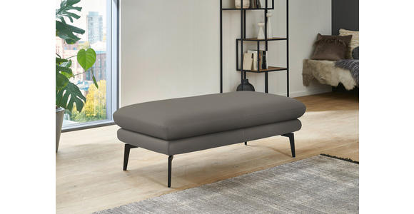 ECKSOFA in Echtleder Hellgrau 310/180 cm - Hellgrau/Schwarz, Design, Leder/Metall (310/180cm) - Dieter Knoll