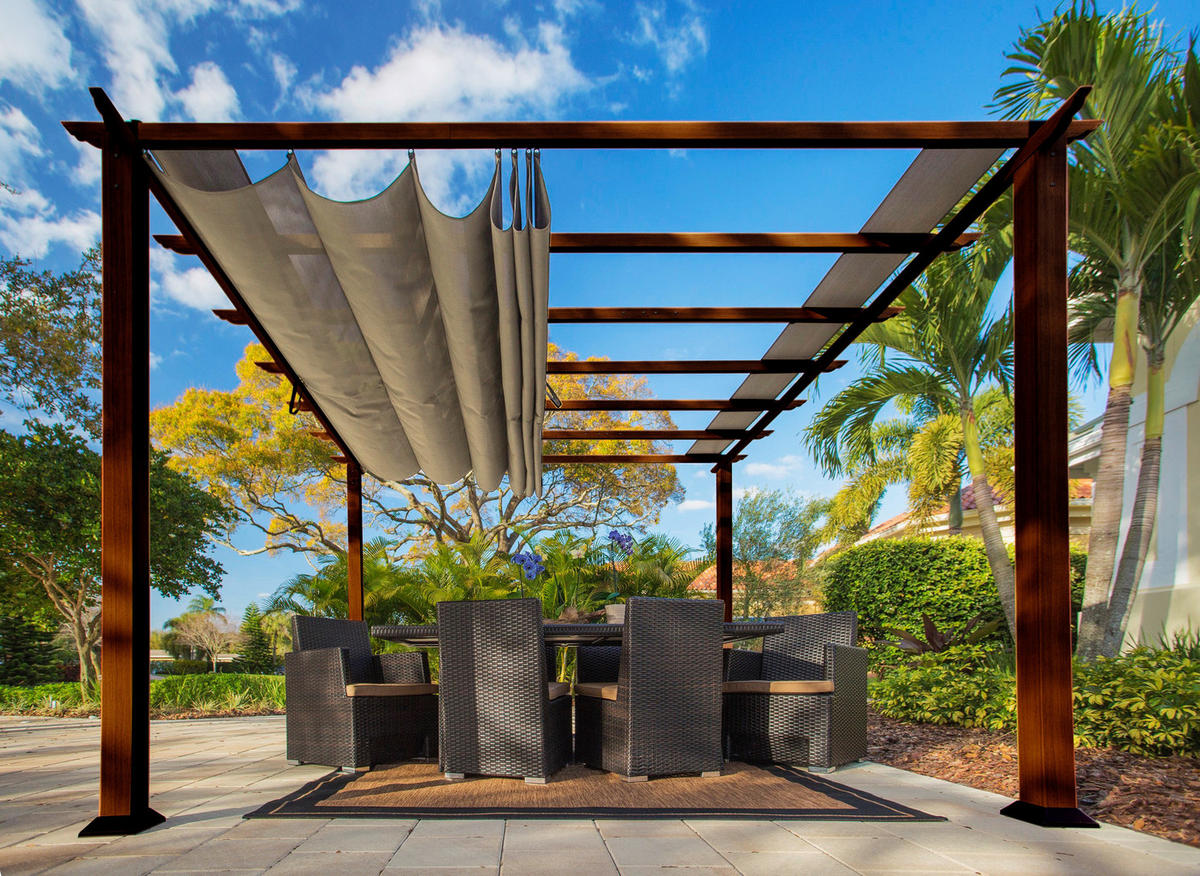PERGOLA velikost: 350/235/350 cm - tmavě hnědá, Basics, kov/plast (350/235/350cm)