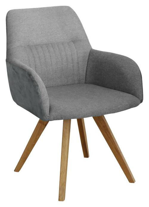 ARMLEHNSTUHL in Webstoff - Eichefarben/Hellgrau, KONVENTIONELL, Holz/Textil (61/88/69cm) - Linea Natura