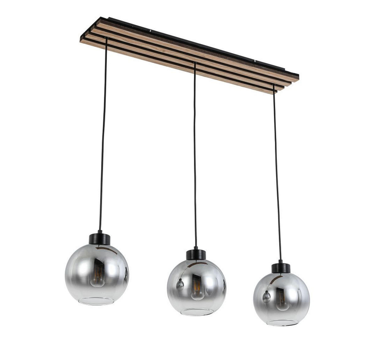 HÄNGELEUCHTE Florida 76/18/120 cm   - Chromfarben/Eichefarben, Basics, Glas/Holzwerkstoff (76/18/120cm) - Novel