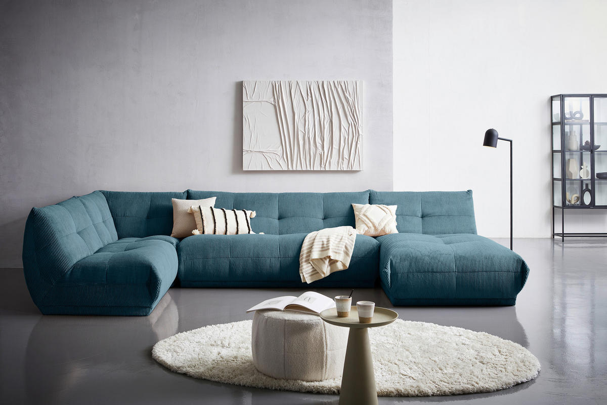 SOFAELEMENT Cord Petrol  - Petrol, Trend, Textil (105/80/185cm) - Livetastic