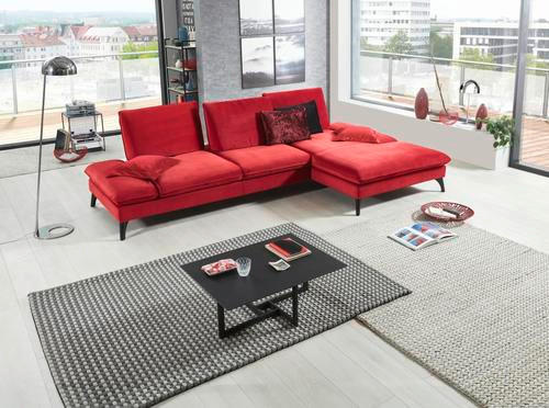 ECKSOFA Rot  - Rot/Schwarz, Design, Textil/Metall (338/176cm) - Voleo