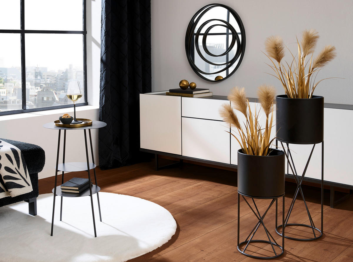 NÁSTENNÉ ZRKADLO  - čierna, Design, kov/sklo (59/65,5/3cm) - Ambia Home
