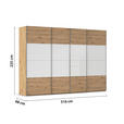 SCHWEBETÜRENSCHRANK  in Weiß, Eiche Artisan  - Chromfarben/Weiß, KONVENTIONELL, Glas/Holzwerkstoff (316/235/68cm) - Novel