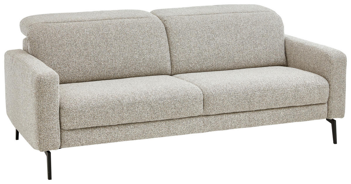 3-SITZER-SOFA Chenille Sandfarben  - Sandfarben/Schwarz, Design, Textil/Metall (210/82/107cm) - Dieter Knoll