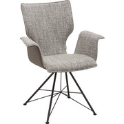 ARMLEHNSTUHL in Anthrazit, Naturfarben - Anthrazit/Naturfarben, Design, Leder/Textil (69/91/60cm) - Bert Plantagie