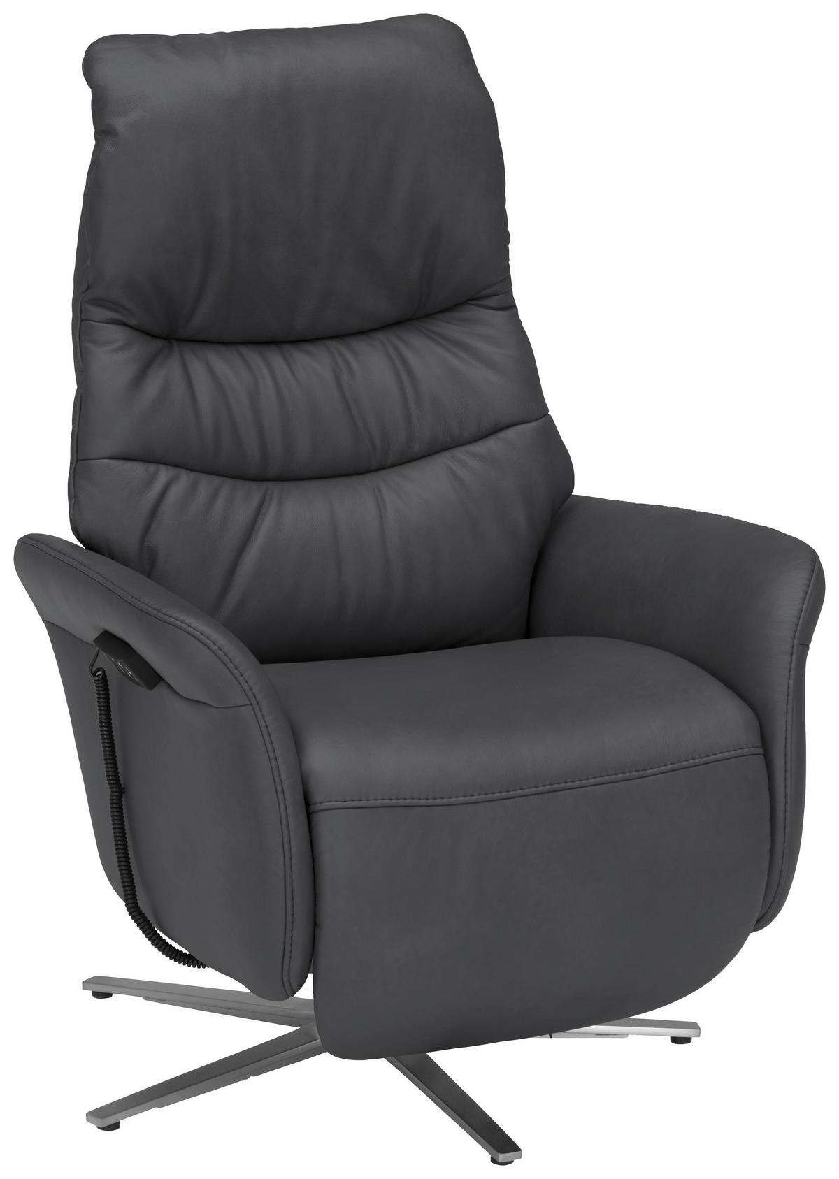 RELAXSESSEL in Leder Dunkelgrau  - Edelstahlfarben/Dunkelgrau, Design, Leder/Metall (78/117/89cm) - Himolla Komfortklass