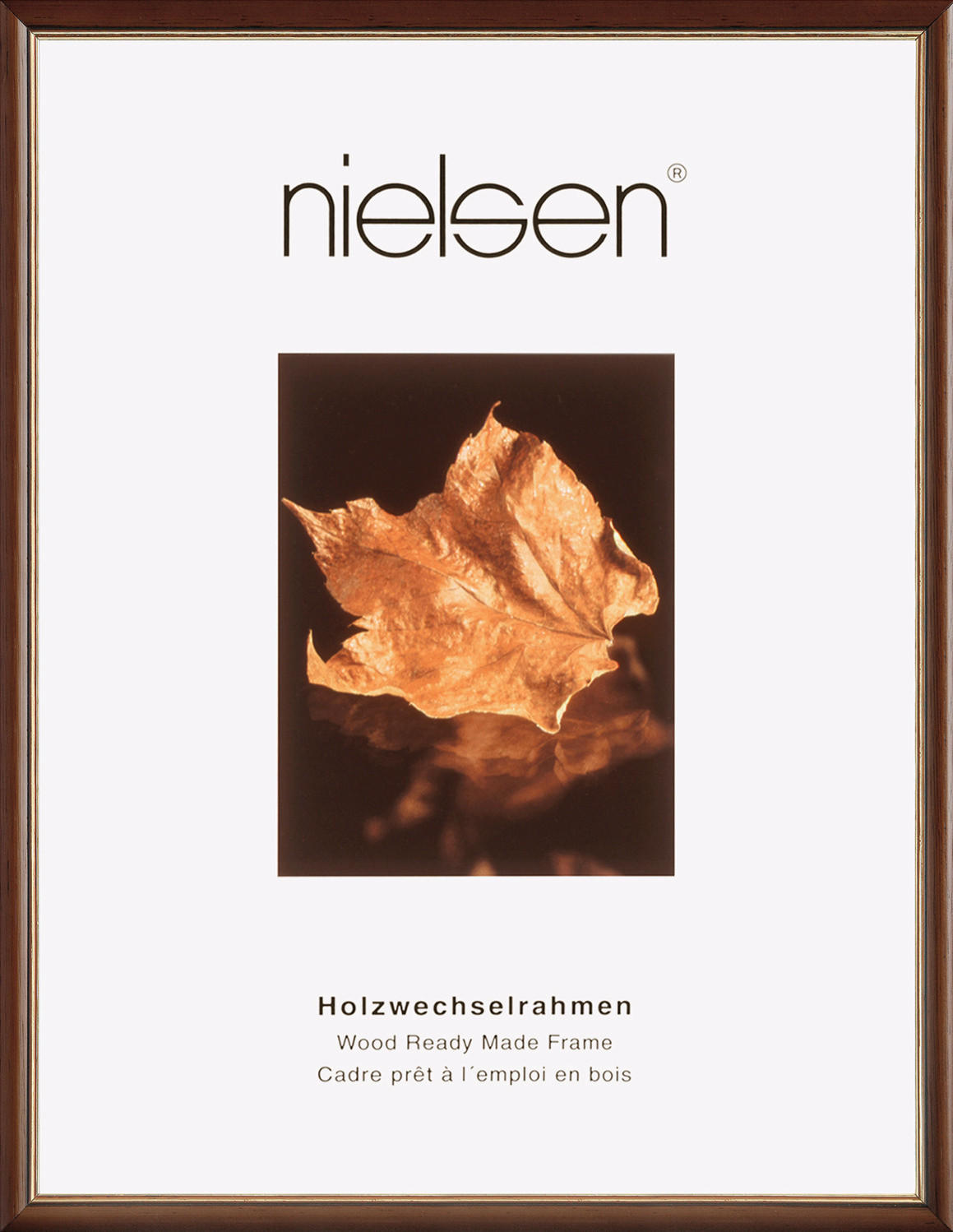 BILDERRAHMEN - Dunkelbraun/Goldfarben, Basics, Holz (24/30cm) - Nielsen