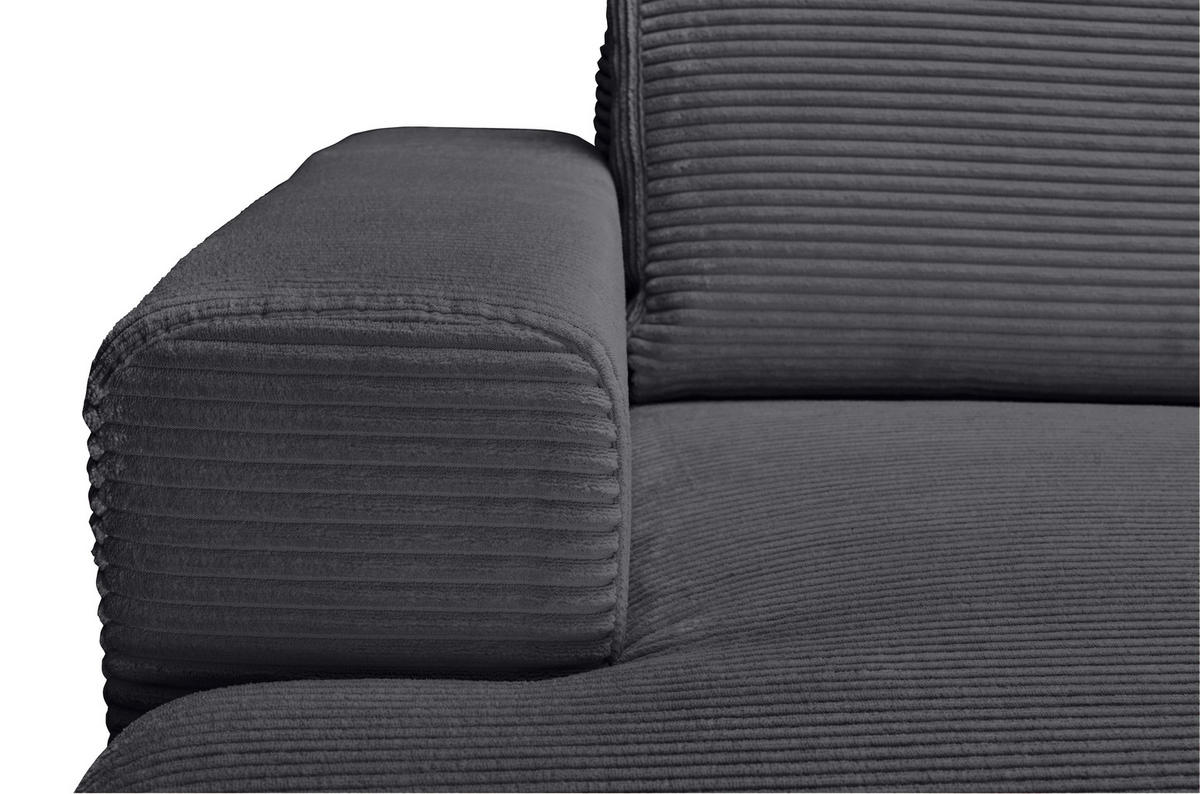 ECKSOFA Anthrazit Cord  - Anthrazit/Schwarz, KONVENTIONELL, Textil/Metall (150/240cm) - Carryhome
