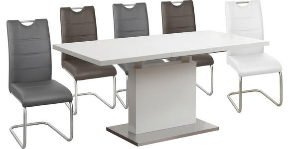 ESSTISCH in Metall, Holzwerkstoff 120-160/80/76 cm - Edelstahlfarben/Weiß, Design, Holzwerkstoff/Metall (120-160/80/76cm) - Carryhome