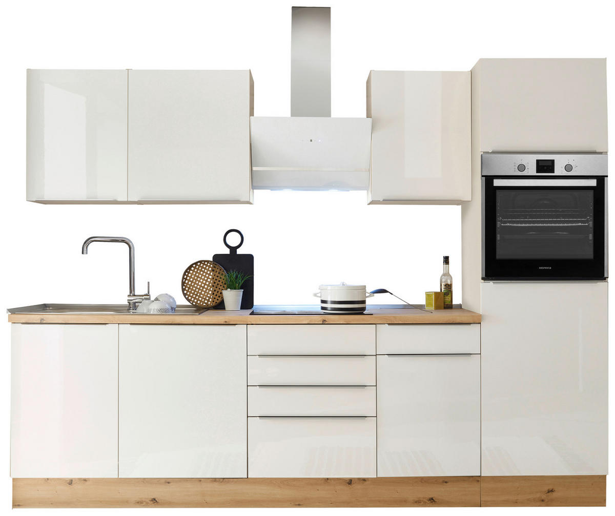 KÜCHENBLOCK 280 cm   in Weiss, Eiche Artisan, Weiss Hochglanz  - Weiss Hochglanz/Weiss, Lifestyle, Holzwerkstoff/Kunststoff (280cm) - Respekta
